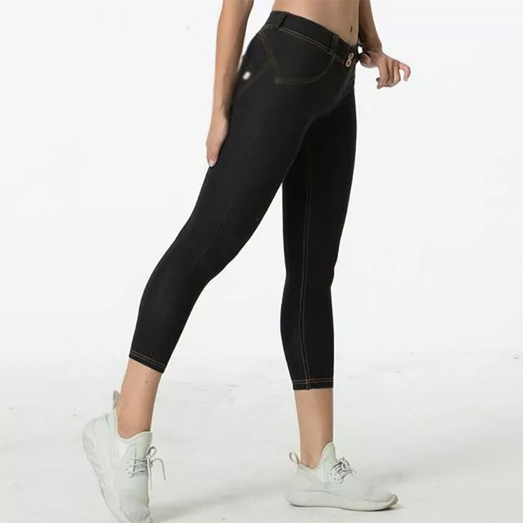 Damen Skinny Jeans mit hohem Bund und stylischen Knopfdetails Fudus