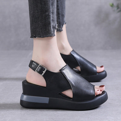Damen Wedge-Sandalen mit offenem Zehenbereich und komfortablem Fußbett Fudus