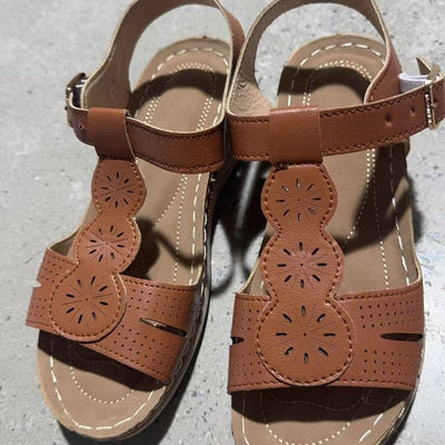 Damen Sommerliche Komfort-Sandalen mit elegantem Blumen-Design und anatomischem Fußbett Fudus