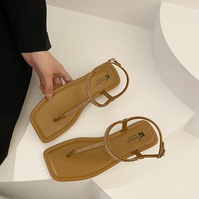 Damen elegante Sandalen mit strassbesetzten Riemen Fudus