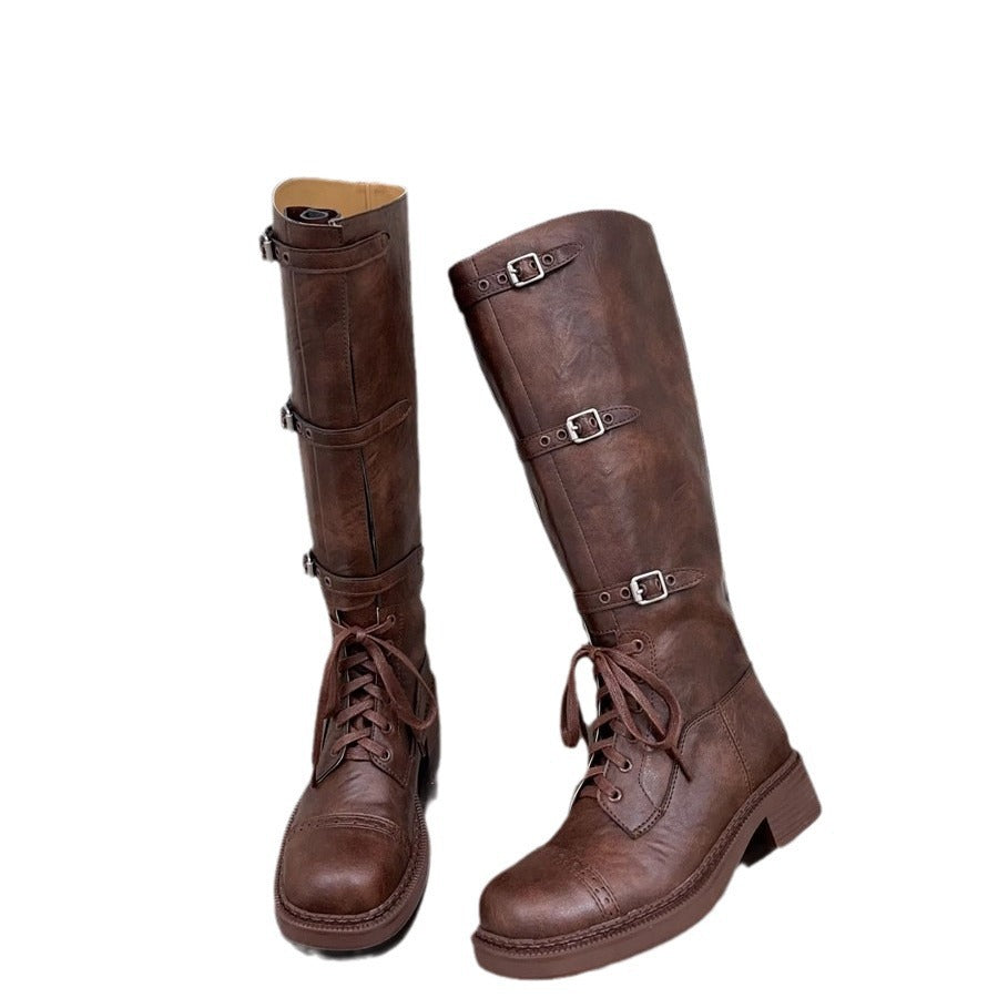 Damen Stiefel im robusten Design mit verstellbaren Schnallen und rutschfester Sohle Fudus