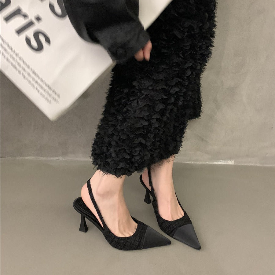 Damen Slingback Pumps mit eleganter spitz zulaufender Silhouette und glitzerndem Obermaterial Fudus