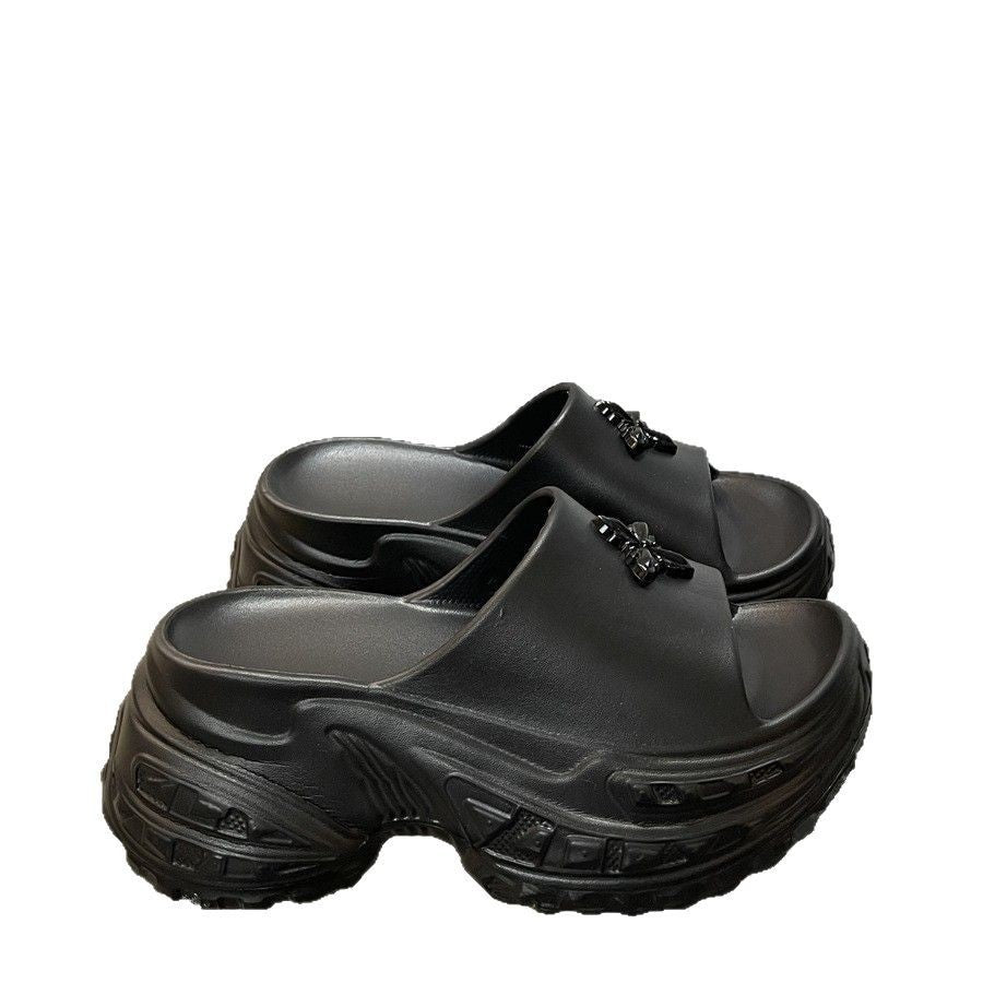 Damen Plattform-Pantoletten mit dekorativem Schmuck Fudus