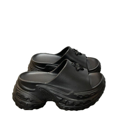 Damen Plattform-Pantoletten mit dekorativem Schmuck Fudus