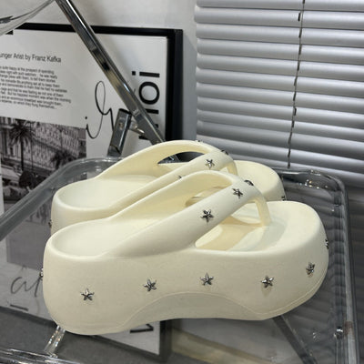 Damen Komfortable Flip-Flops mit dekorativem Sternen Schmuck Fudus