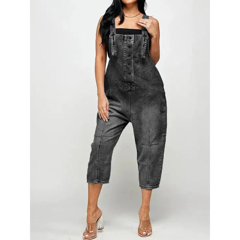Damen Overall aus Denim mit Knopfdetail Fudus