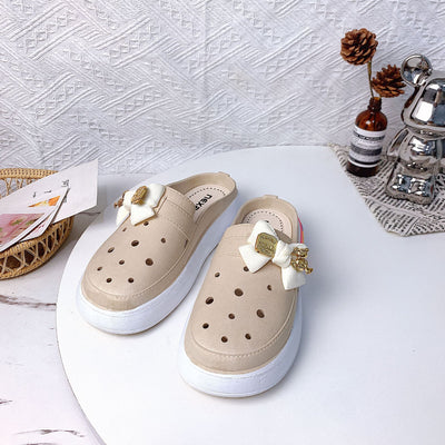 Damen modische Clogs mit elegantem Schleifen-Akzent und rutschfester Sohle Fudus