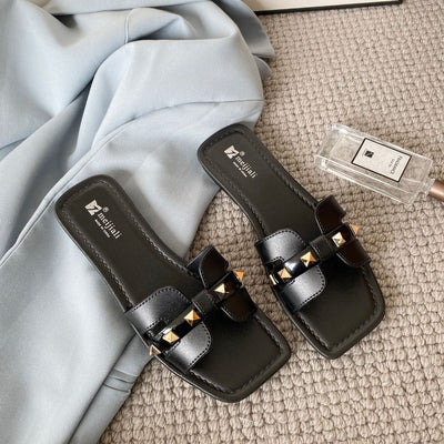 Damen Designer Hausschuhe mit dekorativen Nieten Fudus