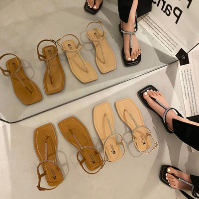 Damen elegante Sandalen mit strassbesetzten Riemen Fudus