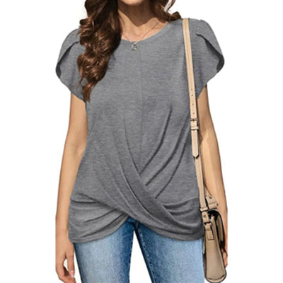 Damen lässiges T-Shirt mit elegantem Knoten Fudus