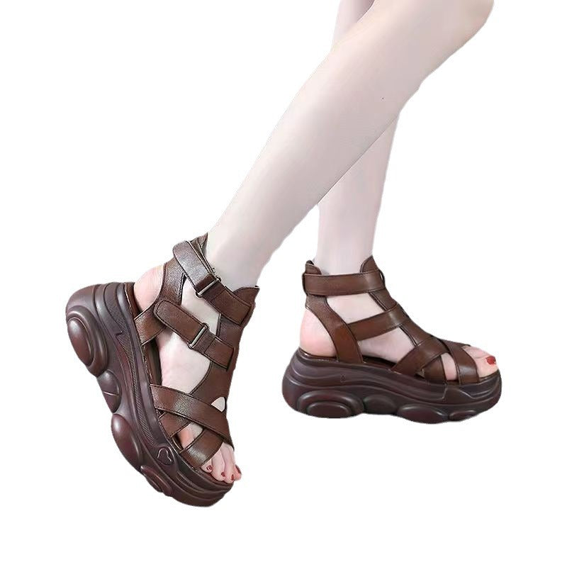 Damen komfortable Plateau-Sandalen mit verstellbaren Riemen und ergonomischer Sohle Fudus