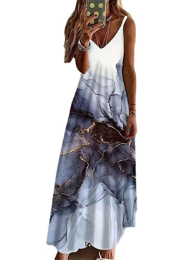 Damen Elegantes Maxikleid mit angesagtem Marmor-Design Fudus