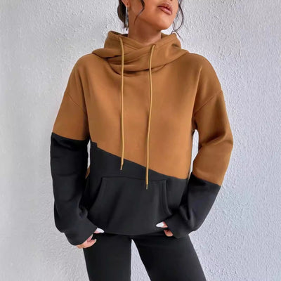Damen Hoodie mit künstlerischem Farbblockdesign Fudus