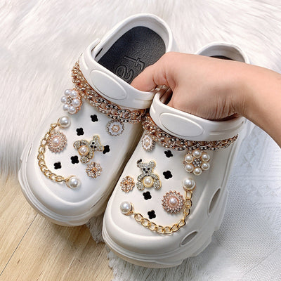 Damen Dekorative Clogs mit funkelnden Applikationen und modischen Verzierungen Fudus