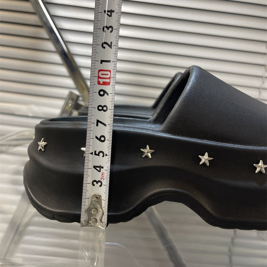 Damen Komfortable Designer-Slides mit funkelnden Sternapplikationen Fudus