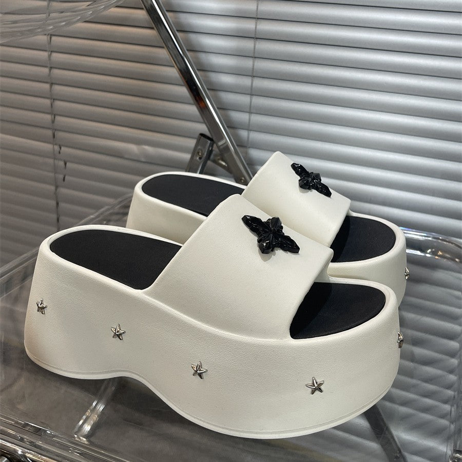 Damen Plattform-Pantoletten mit modischen Sternenverzierungen und komfortablem Fußbett Fudus
