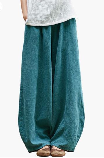 Damen Leichte und luftige Palazzo-Hose mit weitem Schnitt Fudus