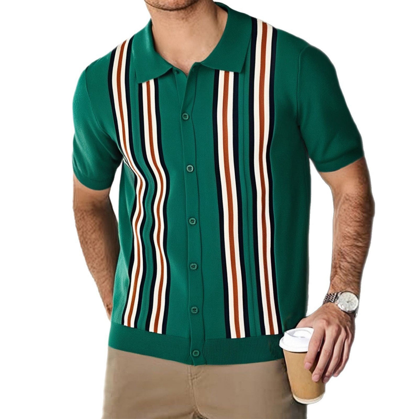 Herren kurzärmliges modisches Hemd mit Streifen Aliams