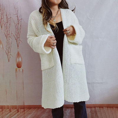 Strickcardigan mit Taschen | Grobstrick | Langer Schnitt