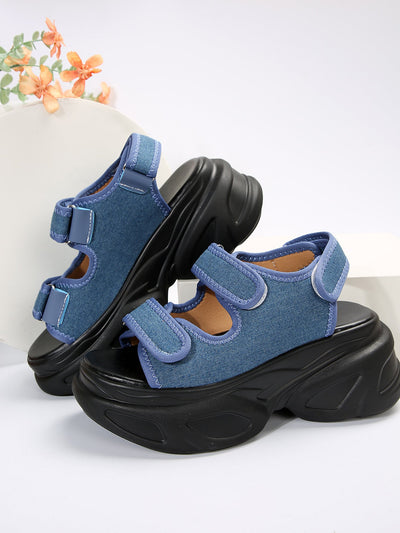 Damen Komfortable Plateau-Sandalen mit verstellbaren Riemen und modischem Tiermuster Fudus