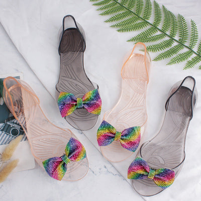 Damen Attraktive Badeschuhe mit glitzerndem Schleifen-Design Fudus