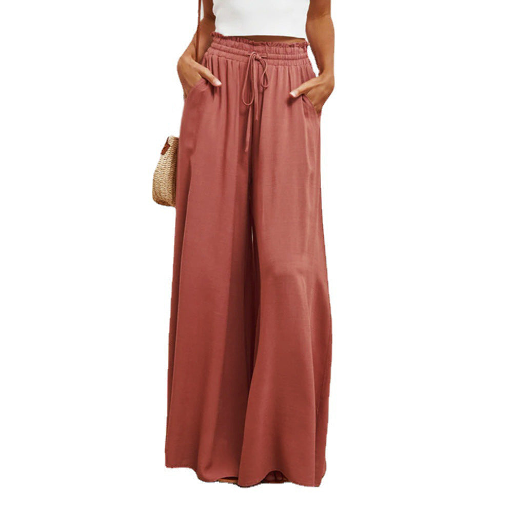 Damen luftige Maxihose mit elastischem Bund und modernem Schnitt Fudus