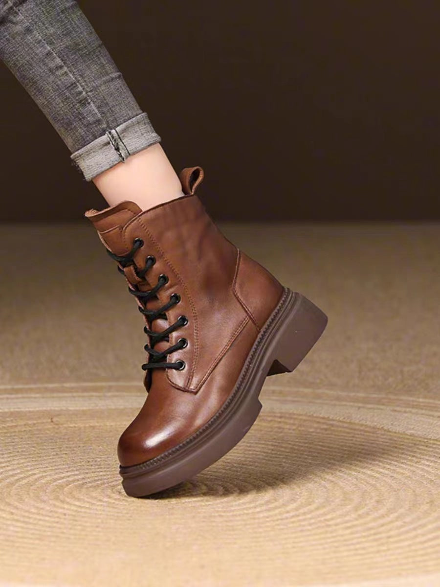 Damen solide Schnürboots mit rutschfester Sohle und bequemem Innenfutter Fudus