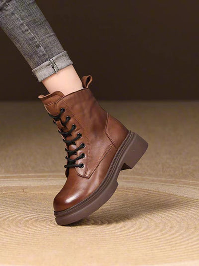 Damen solide Schnürboots mit rutschfester Sohle und bequemem Innenfutter Fudus