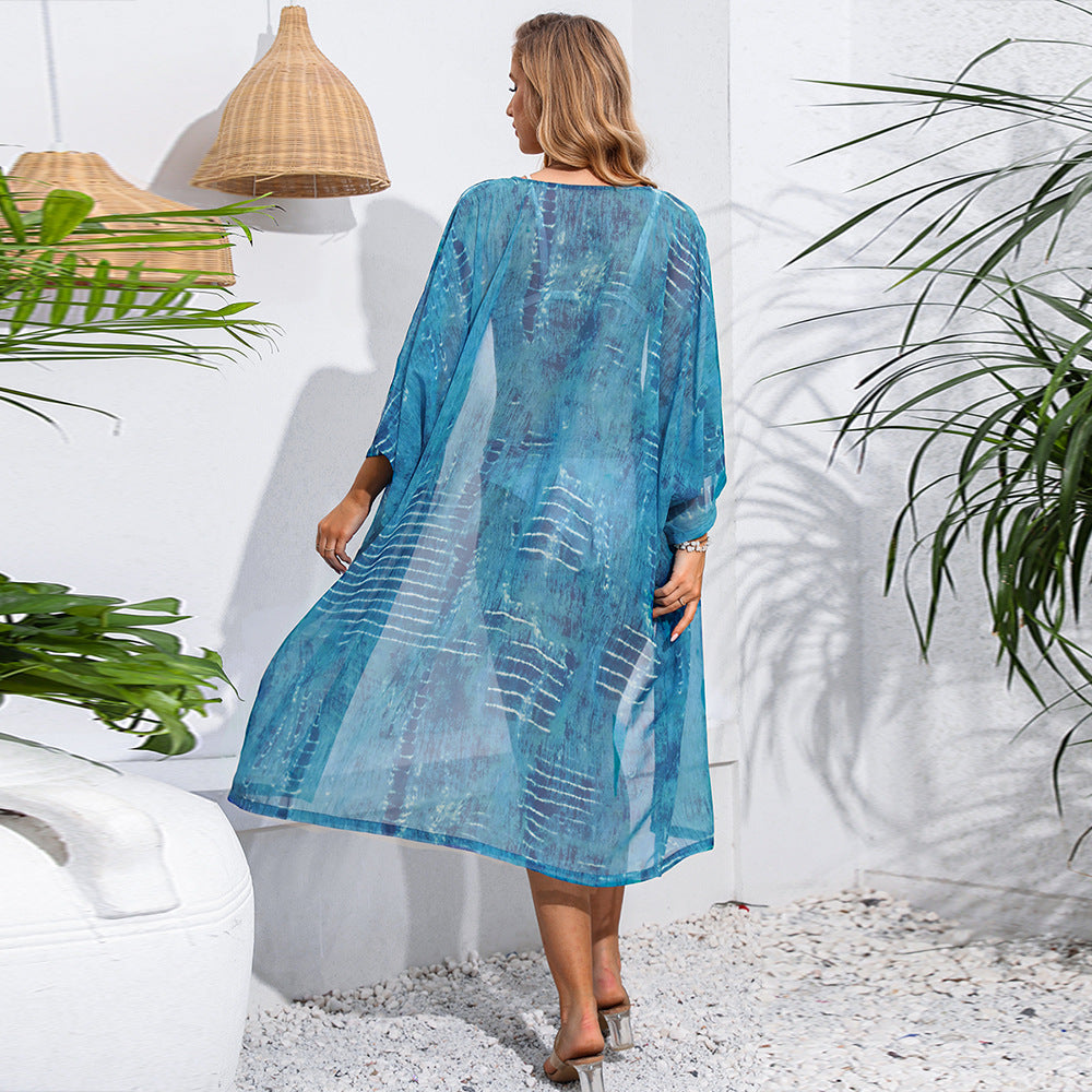 Damen Strandkimono mit lässigem Schnitt und eleganten Transparenz-Details Fudus