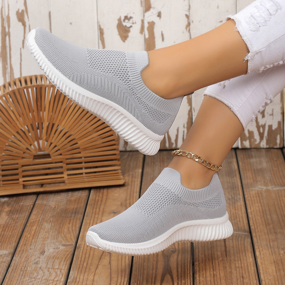 Damen Atmungsaktive Slip-On Sneakers mit elastischem Mesh-Obermaterial und innovativer Dämpfung Fudus