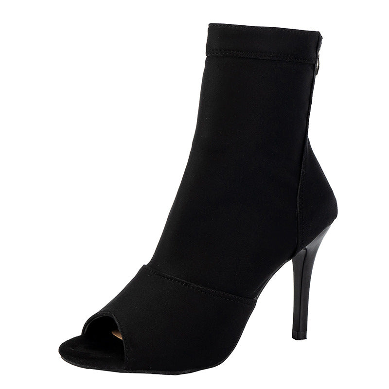 Damen Offene Stiefeletten mit schickem hohen Absatz und modischem Design Fudus