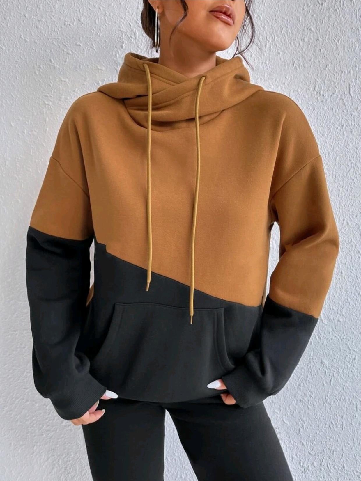 Damen Hoodie mit künstlerischem Farbblockdesign Fudus