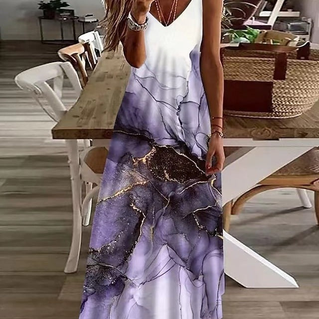 Damen Elegantes Maxikleid mit angesagtem Marmor-Design Fudus