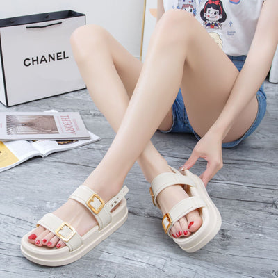 Damen Komfortable Plateau-Sandalen mit verstellbaren Riemen und modischem Schnallen-Detail Fudus