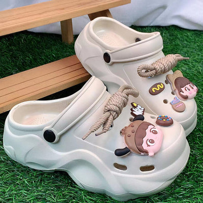 Damen Verspielte Clogs mit 3D-Motiv und modischer Schnürung Fudus