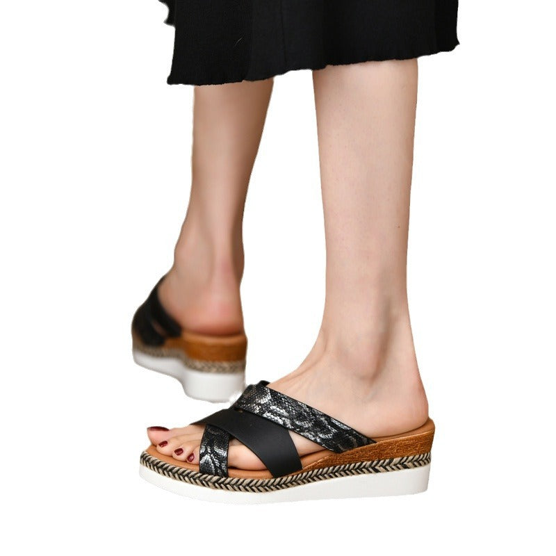 Damen Sandalen mit erhöhtem Absatz und schickem verschlungenem Design Fudus