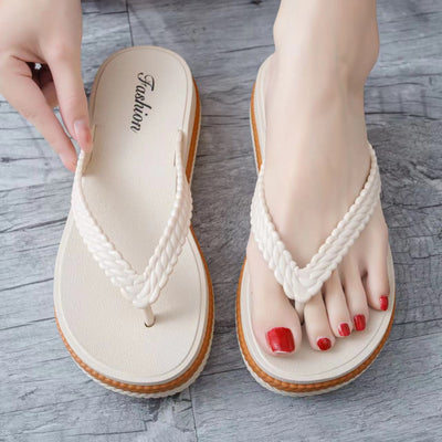 Damen Komfortable Flip-Flops mit geflochtenen Riemen und ergonomischer Sohle Fudus