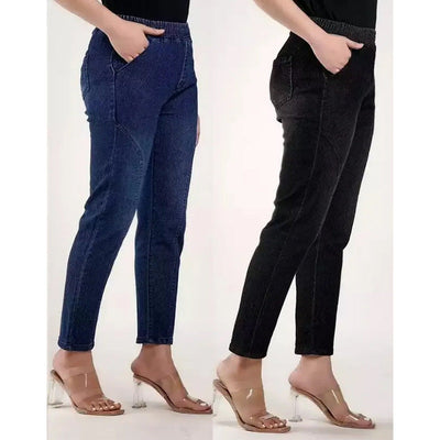 Damen Jeans mit elastischem Bund und figurschmeichelndem Schnitt Fudus