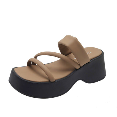 Damen Plateau-Sandalen mit breiten Riemen und ergonomischem Fußbett Fudus