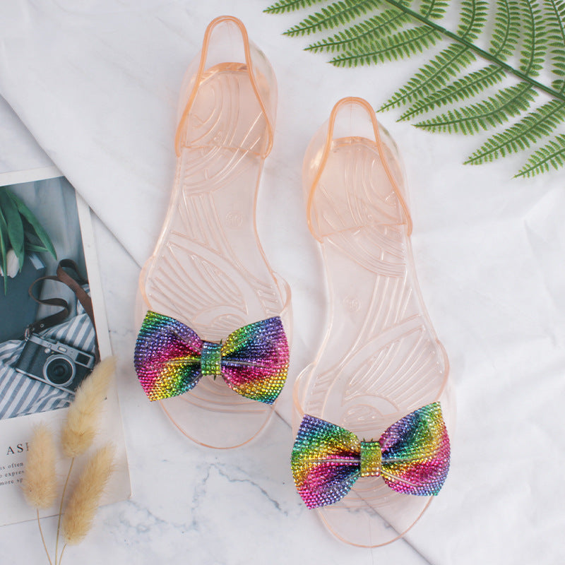 Damen Attraktive Badeschuhe mit glitzerndem Schleifen-Design Fudus