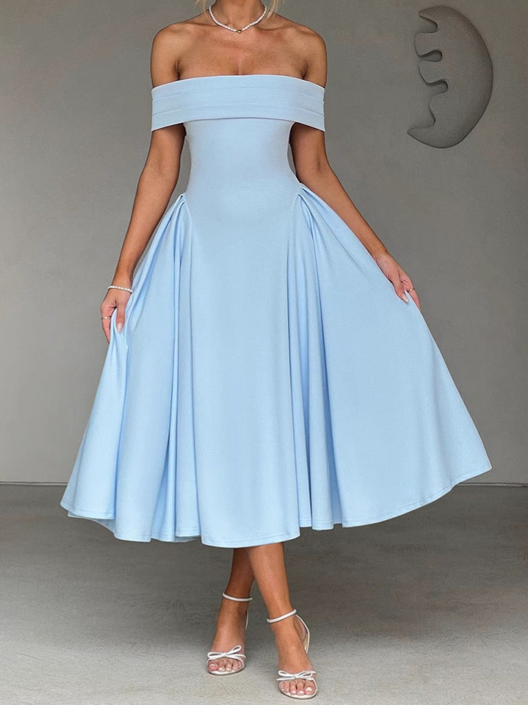 Cleane | Kleid mit entblößten Schultern Ausgestellt Midi