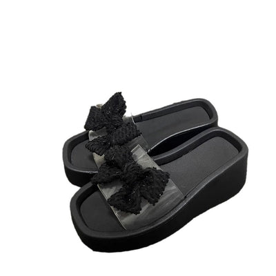 Damen Plattform-Sandalen mit verspieltem Schleifendetail Fudus