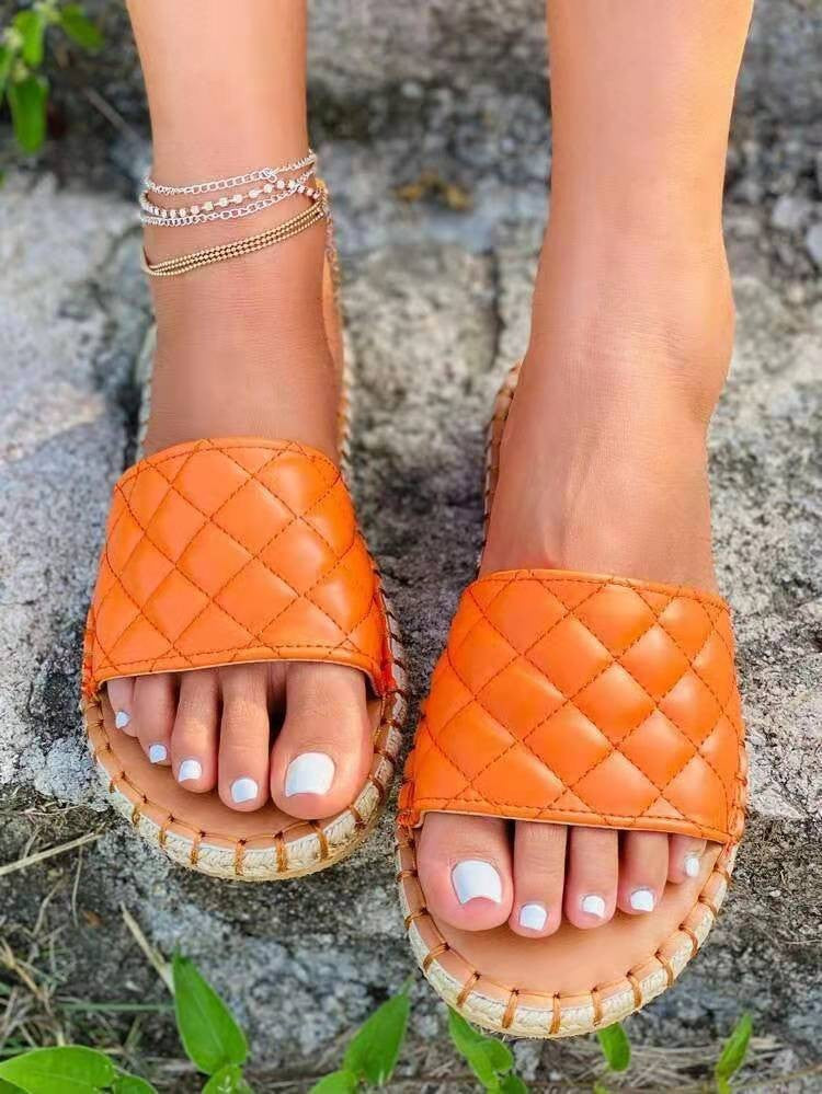 Damen Quilted Slipper-Sandalen mit anatomischem Fußbett und rutschfester Sohle Fudus