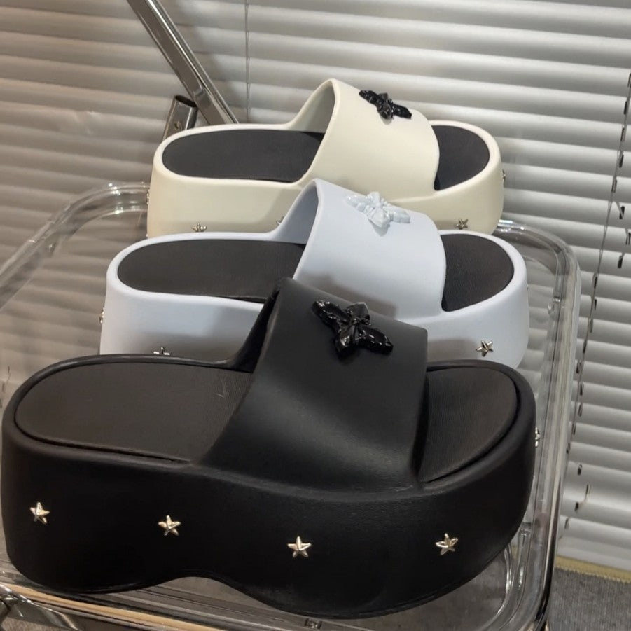 Damen Plattform-Pantoletten mit modischen Sternenverzierungen und komfortablem Fußbett Fudus