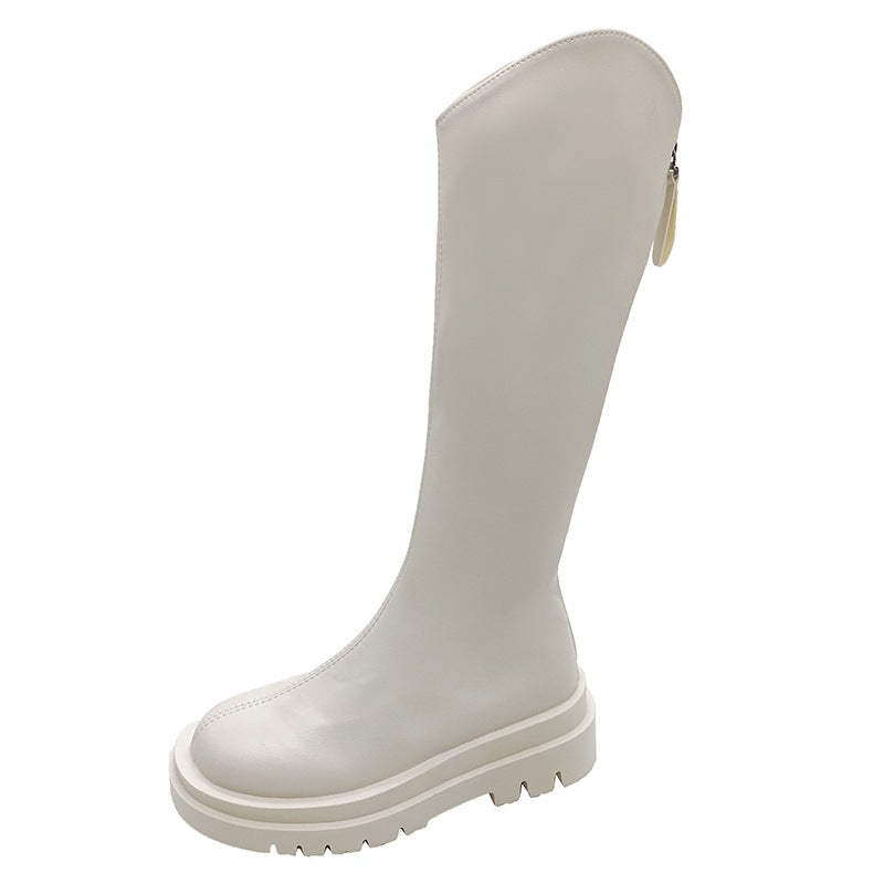 Damen Trendige kniehohe Stiefel mit Blockabsatz und schmalem Schnitt Fudus