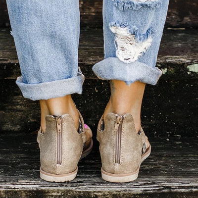 Damen offene Zehenschuhe mit modischem Tiermuster Fudus