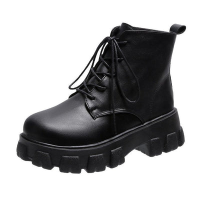 Damen Trendige Schnürstiefel mit robuster Gummisohle und modischem Design Fudus