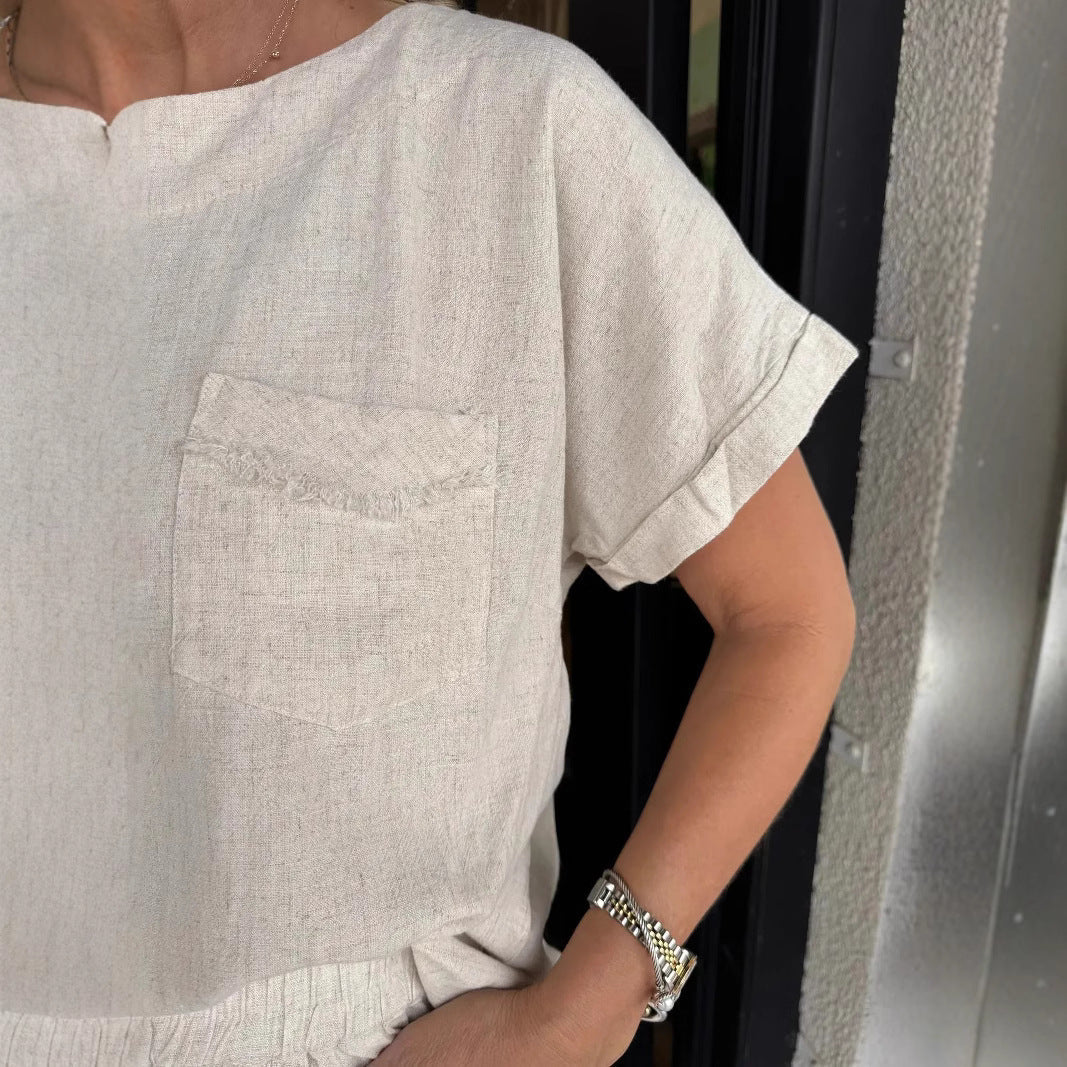 Damen Lässiger Jumpsuit mit seitlichem Puffärmel und elastischem Taillenbund Fudus