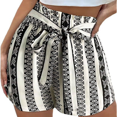 Damen komfortable Short mit elastischem Bund und modischem Gürtel Fudus