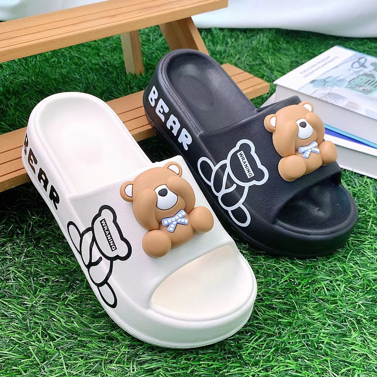 Damen Lustige Hausschuhe mit Bärenmotiv und komfortabler Sohle Fudus